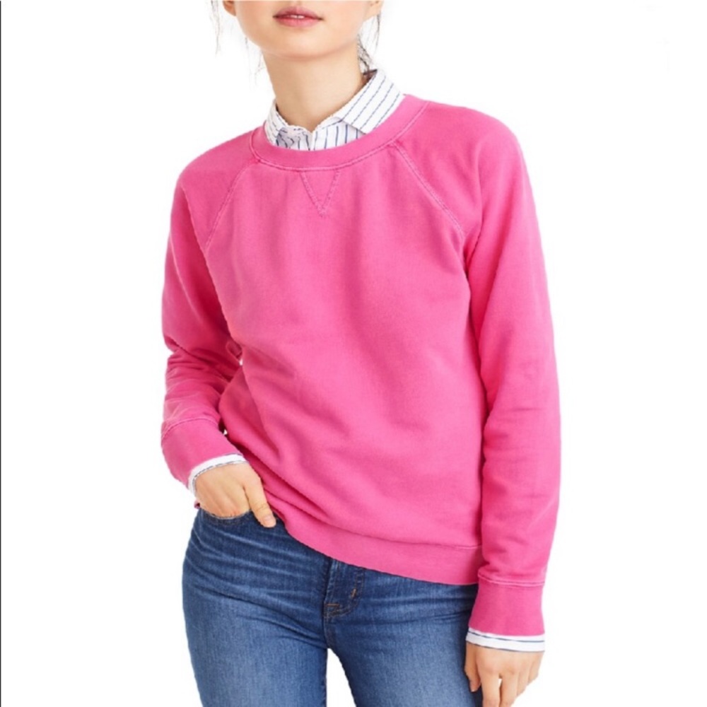 NWT J.Crew garment-dyed sweatshirt hot pink